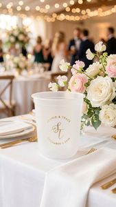 Custom Frosted PP U Shape 12oz 16oz 24oz Wedding Monogram Logo Printed Disposable Party <b>Drink</b> <b>Plastic</b> <b>Cup</b> - Product Image 2