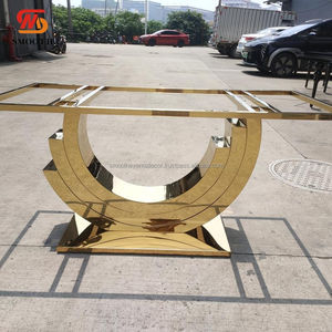 Suave Venta caliente boda moderna mesa de cristal espejo oro Acero inoxidable boda comedor Mesa eventos Decoración - Product Image 2