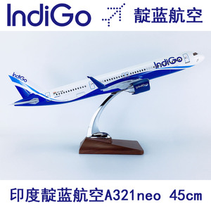 Modelo de Avión de Resina Fundida a Presión Airbus <span class=keywords><strong>A321</strong></span> Indigo de 45 cm 1/100 con Alas Fijas y Soporte de Exhibición - Product Image 2