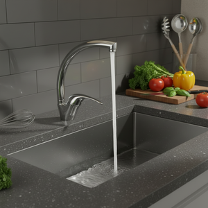 Robinets <span class=keywords><strong>Presto</strong></span> de haute qualité eau chaude et froide cuisine Long cou pas cher <span class=keywords><strong>robinet</strong></span> d'évier de cuisine argent céramique poli CN;ZHE moderne - Product Image 1