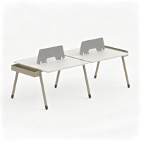 Système de bancs de bureau modulaires, poste de travail moderne pour 2 personnes avec tiroirs de rangement latéraux intégrés et prise de courant