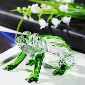 Hochwertiges grünes Kristallglas grüner Frosch-Ornament Heimdekoration Kristallfrosch-Ornament Geschenk