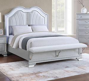 Elegant Modern Adjustable Full <b>Size</b> Soft <b>Bed</b> Built-in Footboard Bench Upholstered USB 1pc <b>Bed</b> Silver Finish Eco-friendly 5-Year - Product Image 5