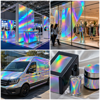 Rollo de Vinilo PVC Holográfico Imprimible con Láser, Autoadhesivo, Brillante, Resistente al Agua y a los Rayos UV, Material para Publicidad Exterior, 1.27m x 50m