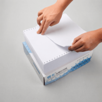 Carta per Stampante a Matrice di Punti Senza Carbonio Personalizzata Blu, Confezione in Scatola, Stampa Continua in Due Parti di Logo, Codice a Barre e Testo