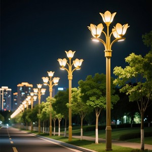โคมไฟถนนอลูมิเนียมอัลลอยด์ทรงเหลี่ยม LED หรูหรา ลดราคาพิเศษ ความสูง 3-12 เมตร ทนลมแรง 180 กม./ชม. ชุบกัลวาไนซ์แบบจุ่มร้อน - Product Image 4