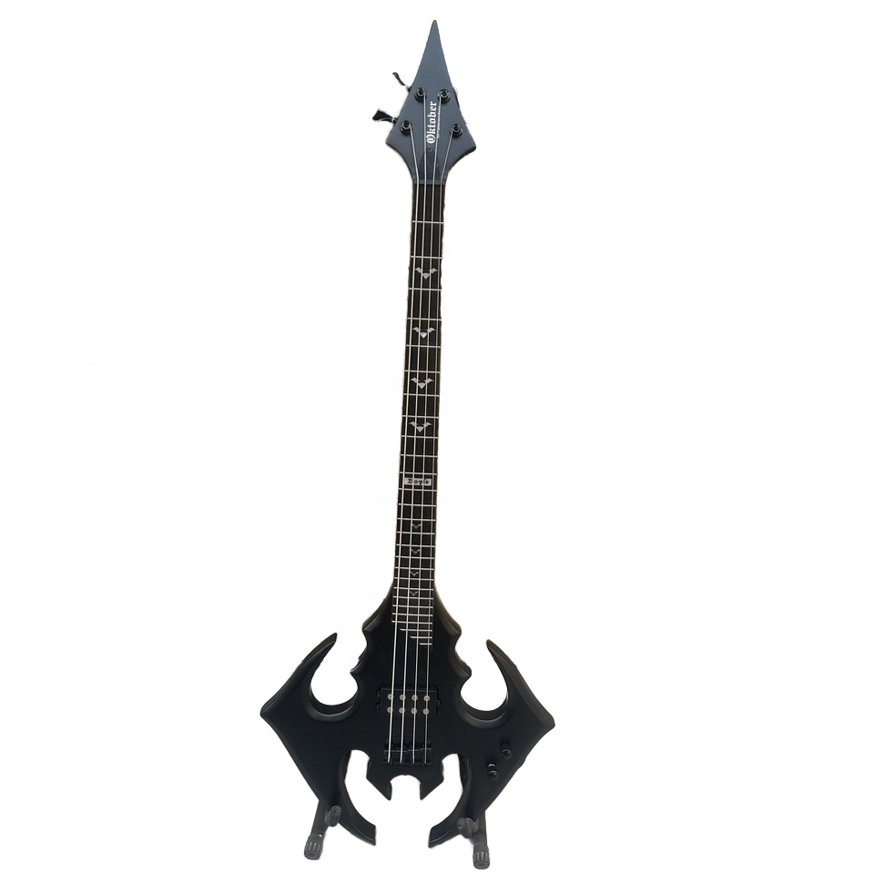 All Black 4 String Electric Bass Guitar - Fast Tremolo Bridge