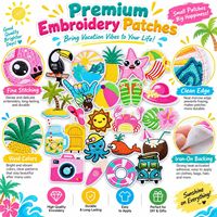 Patch brodé thermocollant ou à coudre pour l'été, thème plage, motifs Ananas, Toucan, Hibiscus, Palmier, Planche de surf, vente en gros