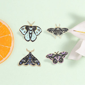Broche émaillée Dark Academia Phases de Lune et Papillon, motif é<span class=keywords><strong>toile</strong></span> occulte et aile florale, pour cadeau de collection - Product Image 1