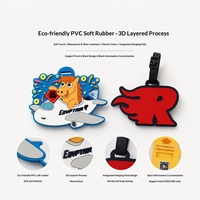 Étiquettes de bagage personnalisées en PVC souple, motif Océan violet, logos 3D en relief, personnalisation anglaise, en silicone, pour embarquement