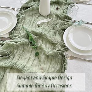 <b>Green</b> Woven Cheesecloth Gauze Modern <b>Table</b> <b>Runner</b> 10Ft 120 Inches Reusable for Wedding Bridal - Product Image 6