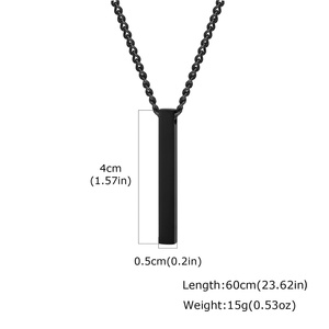 Collier pendentif carré vierge en acier inoxydable pour homme, haute qualité, avec barre de gravure de nom, vente en gros - Product Image 4