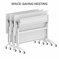 Mesa Plegable para Sala de Reuniones Greatway con Ruedas, Estructura de Acero, Escritorio de Entrenamiento, Muebles de Oficina que Ahorran Espacio