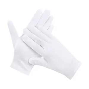 100% Cotton White Traffic Formal Marching Band Parade Ceremonial Gloves With Snap Cuff