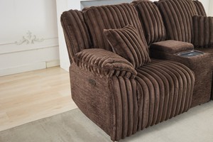 Ensemble de canapés inclinables électriques modernes en tissu avec causeuse et fauteuil individuel, port USB, revêtement élégant pour salon - Product Image 2
