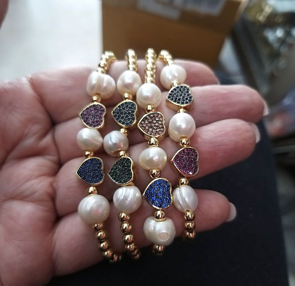 5Pcs Female CZ Micro Pave Spacer Jewelry Elegant Freshwater Pearl and Copper Beads Bracelet Fashion For Ladies Decorate