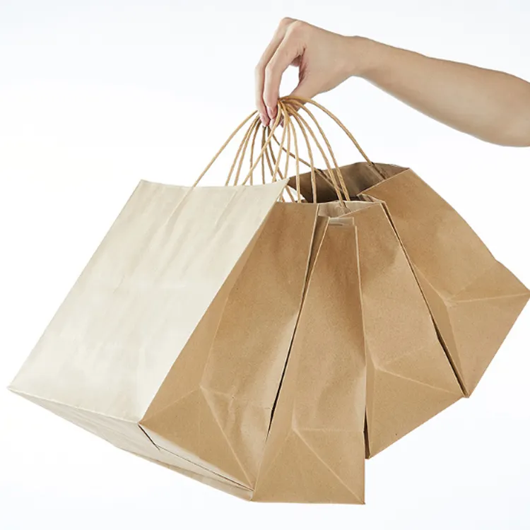 Regalo joyería papel lujo logotipo bolsa de compras marrón Kraft suministro precio razonable bolsas de papel para teléfonos