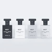 Flacon de parfum vide en verre dépoli dégradé 30ml 50ml 1oz, flacon pulvérisateur carré à fine brume avec capuchon noir facetté
