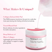 Pads tonifiants éclaircissants OEM au collagène rose, PDRN de saumon et niacinamide pour le visage, tous types de peau