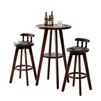 Ensemble table et chaises de bar vintage en bois massif pour usage domestique, chaises de bar, table basse de balcon ou de fenêtre pour le loisir