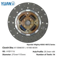 Disque d'embrayage HYD111U pour Hyundai Mighty HD65 HD72 HD78 County Bus 275mm 14T D4AF D4DB 41100-45000 Plaque d'embrayage de camion
