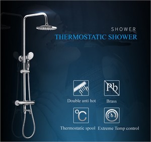 Barra doccia termostatica a vista con valvola, collettore rigido e soffione a mano da 8 pollici <span class=keywords><strong>Vernet</strong></span> - Product Image 3
