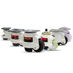Patins de nivellement industriels réglables en hauteur avec roulettes pivotantes en nylon robustes et tige filetée - Product Image 1