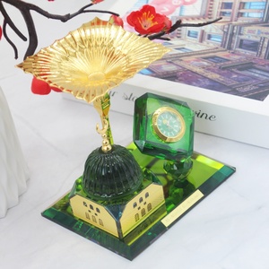 Ramadan Mubarak crystal glass mosque decorats, sun umbrella, electronic clock, durable and reusable Muslim home <b>table</b> - Product Image 1