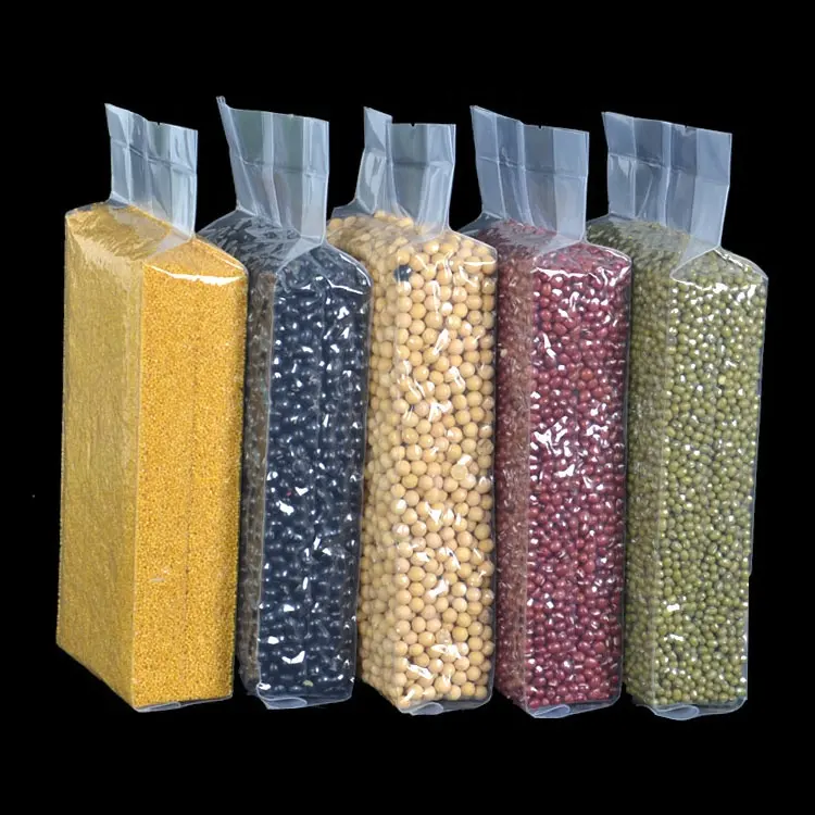 0.25-5KG customized rice packaging bags transparent PA/PE rice brick vacuum bag