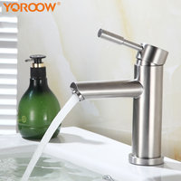Robinet de lavabo à poignée unique, mitigeur de lavabo d'eau chaude et froide en acier inoxydable 304 mélangeur de lavabo pour la salle de bains