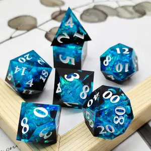 ชุดลูกเต๋า Dnd คาสิโน16มม. สีดำ,ดันเจี้ยนและมังกร D6 D20เกม RPG ลูกเต๋า Sharp Dnd เรซิ่น