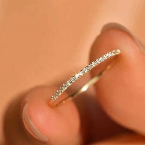 Xinfly 18k Gold 0.1ct Natural Diamond Classic AU750 <b>Row</b> Eternity Rings Fashion Jewelry - Product Image 3
