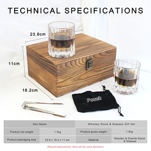 Set Regalo Personalizzato con Pietre per Whisky, Set di 2 Bicchieri da Whisky <span class=keywords><strong>e</strong></span> Pietre Refrigeranti in Granito per Scotch <span class=keywords><strong>e</strong></span> Bourbon - Product Image 3