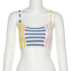 2022 Sweaters Knitted <strong>Tops</strong> <strong>Bandeau</strong> Bra Tube <strong>Women's</strong> Tank <strong>Tops</strong> Colorful Summer Crochet Crop <strong>Tops</strong> for <strong>Women</strong> - Product Image 3