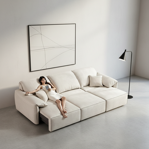 Sofá Cama Eléctrico Convertible de Tres Plazas con Patas de Tela para Sala de Estar, Diseño Simple de Oreja de Elefante, Telescópico para Apartamentos Grandes y Pequeños - Product Image 3