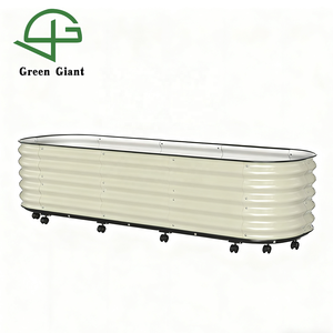 Gegalvaniseerde ovale plantenbak voor binnen, rotbestendig metalen tuinbed voor groenten en bloemen, verhoogd tuinbed - Product Image 1