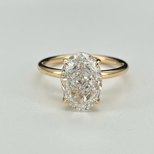 HQ Gems D VS1 IGI CVD Diamond 18K 14K Yellow Gold Oval <span class=keywords><strong>2</strong></span> Carat Lab Diamond Ring - Product Image 3