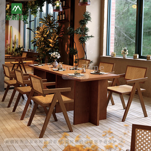 Mesas y Sillas de Madera Maciza <span class=keywords><strong>para</strong></span> Restaurantes de Estilo Japonés, Muebles de Ratán Tejido <span class=keywords><strong>para</strong></span> Restaurantes con Temática del Sudeste Asiático, Cafetería - Product Image 5
