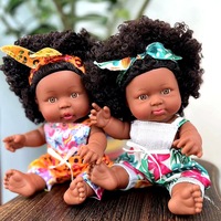25cm Afrikanische Mädchen-Reborn-Puppe aus Weichem Vinyl, Schwarze Babypuppe für Kinder und Kleinkinder, Spielzeug für das Kinderzimmer, Geburtstagsgeschenk