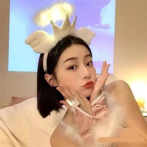 Date fête enfants adulte plume lumière LED ange bandeau de cheveux éclairer couronne bandeau fête des mères Cosplay Costume décorations de fête - Product Image 3