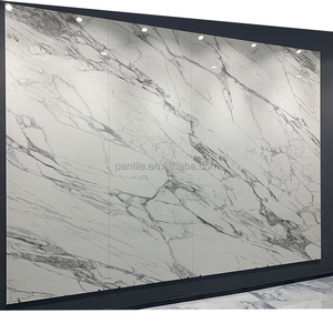 Krem büyük yer karosu 1200*2400Mm seramik parlak Calacatta taş mühendislik büyük beyaz porselen sinterlenmiş taş döşeme - Product Image 1
