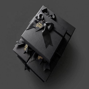 Nuevas ideas de productos <span class=keywords><strong>2019</strong></span> caja de regalo negra personalizada con cinta - Product Image 6