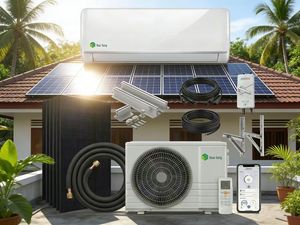 Climatisation solaire 18000BTU, climatisation solaire hybride, climatiseur à onduleur, type mural, panneau solaire à entraînement direct pour la maison - Product Image 2