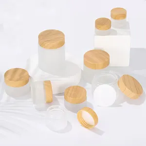 Commercio all'ingrosso 30g di plastica di bambù copertura cosmetica crema per gli occhi maschera scrub bottiglia vasetti di crema con coperchio in bambù