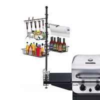 Étagère de rangement latérale pour barbecue, support de rangement extérieur réglable pour grillades, idéal pour jardin, camping et pique-nique