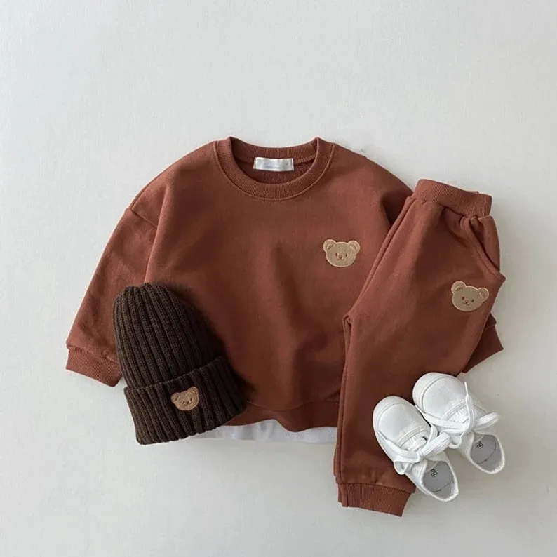 Tutine per bambini personalizzate all'ingrosso felpa con cappuccio girocollo orso carino abbigliamento per bambini regalo per bambini vestito per bambini