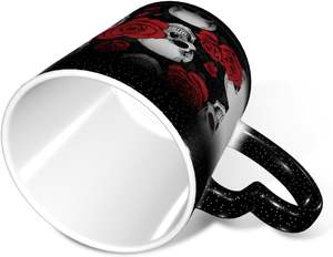 Taza mágica que cambia de color con mango de corazón, taza de café de cerámica sensible al calor de 11oz, regalo único <span class=keywords><strong>para</strong></span> mujeres y hombres (calavera de Halloween) - Product Image 2