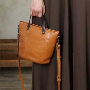 Nasman Genuine Leather Handbag Basket Shape Zipper Closure Women's Crossbody <b>Bag</b> Brown Coffee Color Durable Everyday Use - Product Image 1