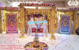 Gorgeous Indian <b>Wedding</b> Wooden Mandap Elegant <b>Wedding</b> Wooden Mandap Setup Stunning <b>Wedding</b> <b>Top</b> Gold Wooden Mandap Decors USA UK - Product Image 6