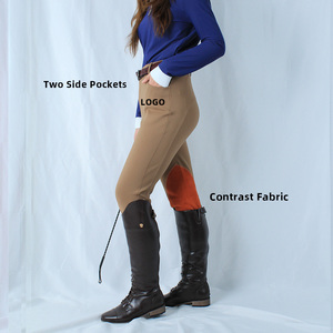 Leggings de Cintura Alta con Silicona, Pantalones de Equitación con Asiento Completo de Silicona, Bolsillos Laterales, Ropa de Equitación que Absorbe la Humedad - Product Image 1